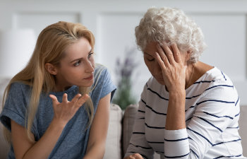 grownup daughter proves her right aggressively argue with elderly mother